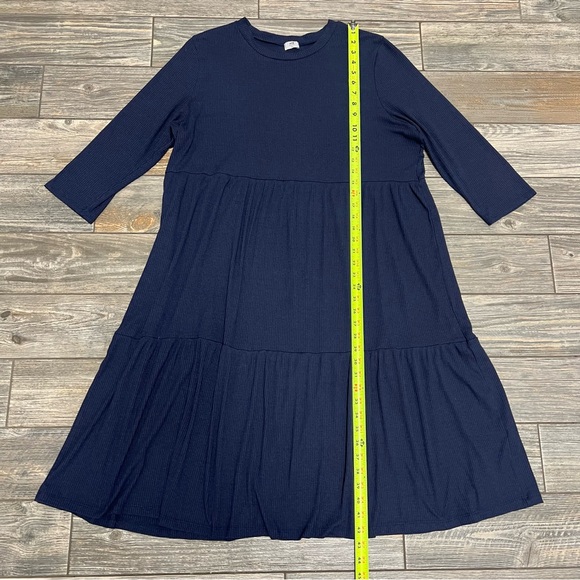 N/T Made in LA Ribbed Tiered A-Line Dress Size 2XL XXL Navy Blue 46” Chest - Picture 7 of 16